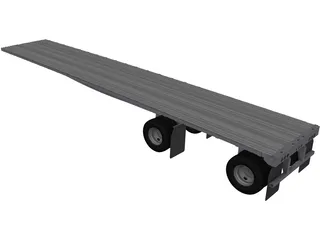 Semi Flat Bed Trailer 45 Foot 3D Model