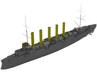 Askold Russian Cruiser (1900) 3D Model