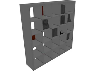 Bookcase Wooden 3D Model