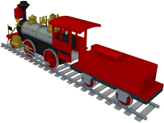 Toy Steam Locomotive with Tender 3D Model