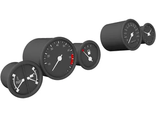 Dashboard Gauges 80 and 52mm 3D Model