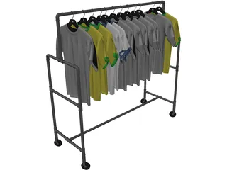 Shirts on Wardrobe 3D Model