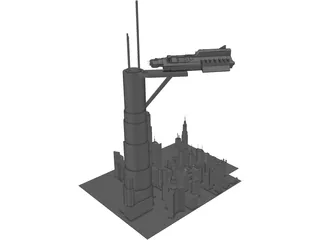 Futuristic Space City 3D Model