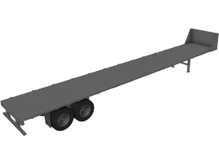 Flat Bed Trailer 3D Model