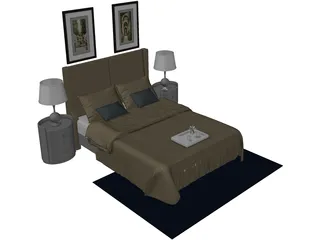 Fancy Bed King Size 3D Model