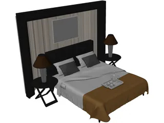 Fancy Couples Bed 3D Model