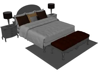 Fancy Bed King Size 3D Model