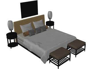 Fancy Couples Bed 3D Model