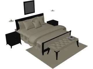 Fancy Bed King Size 3D Model