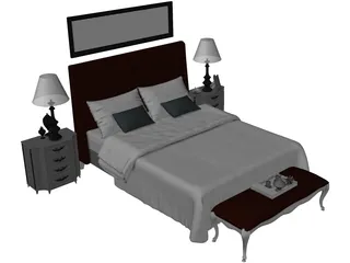 Bed Fancy Design King Size 3D Model