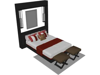 Bed Fancy Design King Size 3D Model