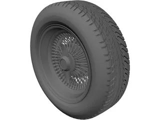 Daytona Wire Rim and Tyre 3D Model