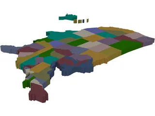 United States Map 3D Model
