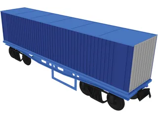 Container on Train truck 3D Model