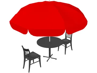 Cafe Table Set 3D Model