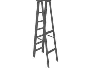 Wooden Step Ladder 3D Model