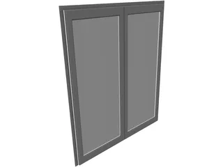 Door Double Sliding Glass 3D Model