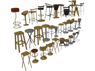 Bar Chairs Collection 3D Model