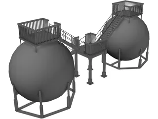 Oil Storage Tanks 3D Model