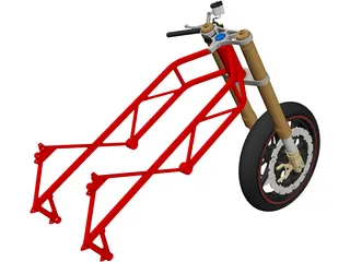 Motorcycle Frame, Wheel and Fork 3D Model