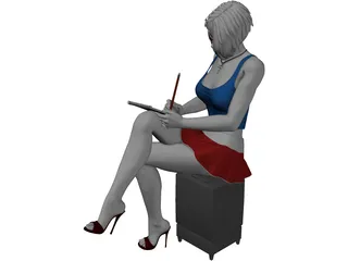 Woman Writing 3D Model