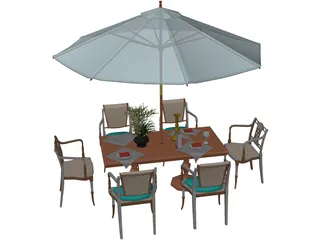 Chairs and Table Garden 3D Model