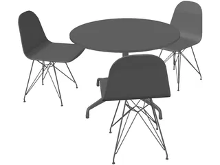 Eames Seatings and Table 3D Model