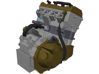 Kawasaki zx600 Engine 3D Model
