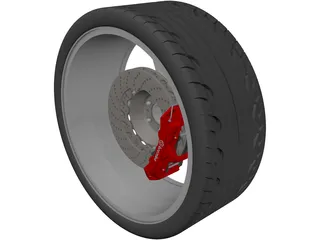 Wheel/Tire with Caliper and Rotor 3D Model