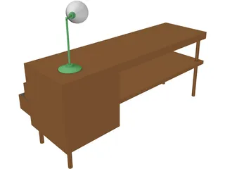 Table and Lamp 3D Model