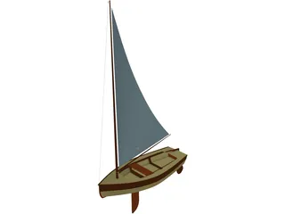 Wooden Sailboat 3D Model