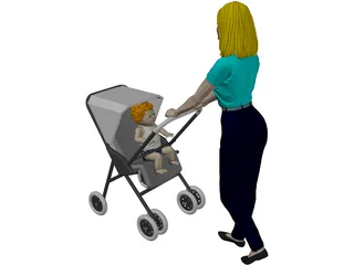 Woman [+Baby Carriage] 3D Model