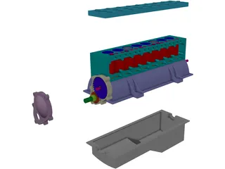 Engine Flathead Straight 8 3D Model