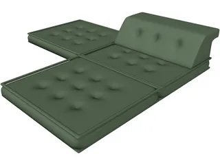 Floor Futon and Pillows 3D Model