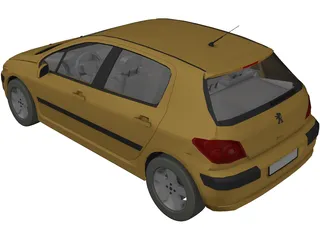 Peugeot 307 5 portes hatchback 2005 Modèle 3D - Télécharger