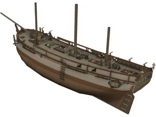 HMS Bounty with Interior 3D Model