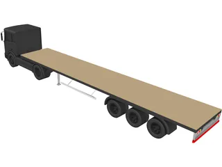 Flat Bed Truck 3D Model