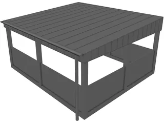 Carport with Metal Roof 3D Model