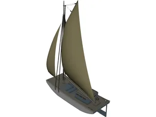 USS Wartappo Civil War Scow 3D Model