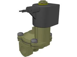 Solenoid Valve with 12V DC Coil 3D Model