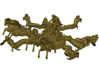 Chariot with Horses and other Creatures 3D Model