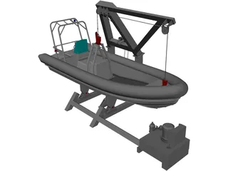 Davit and Inflatable Boat 3D Model