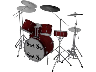 Pearl Drum Kit 3D Model