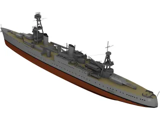 USS Chicago (CA-29) Northampton class Heavy Cruiser 3D Model
