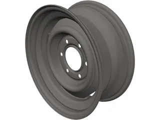 Steel Wheel 15 Inch 6 Lug 3D Model