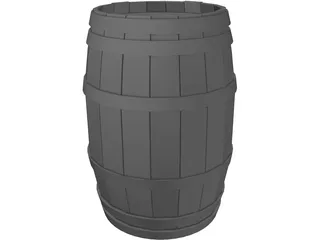 Wooden Barrel with Lids 3D Model