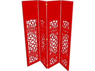 Oriental Red Panel 3D Model