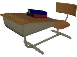 School Desk 3D Model