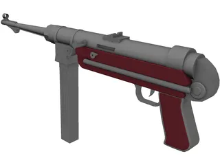 MP 40 Submachine Gun 3D Model