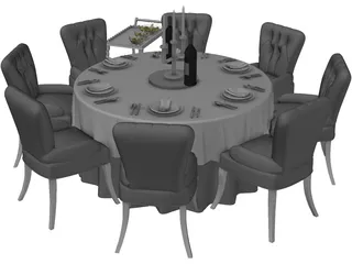 Kitchen Table with Chairs 3D Model